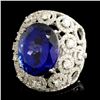 Image 2 : 18K Gold 15.49ct Tanzanite & 2.68ctw Diamond Ring