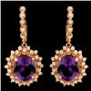 Image 1 : 14K Gold 10.27ct Amethyst & 1.83ctw Diamond Earrin