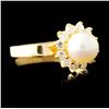 Image 3 : 14K Gold 7.00MM Pearl & 0.42ctw Diamond Ring