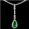 Image 1 : 18K White Gold 1.81ct Emerald & 4.15ct Diamond Nec