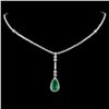 Image 2 : 18K White Gold 1.81ct Emerald & 4.15ct Diamond Nec