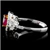 Image 3 : 18K White Gold 0.98ct Ruby & 0.50ct Diamond Ring