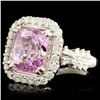 Image 2 : 18K Gold 8.23ct Kunzite & 1.35ctw Diamond Ring