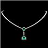 Image 2 : 18K White Gold 1.93ct Emerald & 5.09ct Diamond Nec