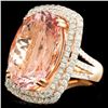 Image 2 : 14K Gold 19.15ct Morganite & 1.57ctw Diamond Ring