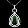 Image 1 : 18K Gold 10.81ct Emerald 2.18ctw Diamond Pendant