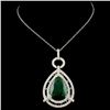 Image 2 : 18K Gold 10.81ct Emerald 2.18ctw Diamond Pendant