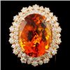 Image 1 : 14K Gold 13.82ct Citrine & 2.30ctw Diamond Ring