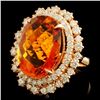 Image 2 : 14K Gold 13.82ct Citrine & 2.30ctw Diamond Ring