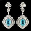 Image 1 : 18K Gold 8.40ct Paraiba & 4.52ctw Diamond Earrings
