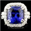 Image 1 : 18K Gold 7.21ct Tanzanite & 1.35ctw Diamond Ring