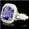 Image 2 : 18K Gold 7.21ct Tanzanite & 1.35ctw Diamond Ring