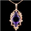 Image 1 : 14K Gold 16.61ct Amethyst & 1.00ctw Diamond Pendan