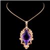 Image 2 : 14K Gold 16.61ct Amethyst & 1.00ctw Diamond Pendan