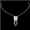 Image 2 : 14K Gold 2.30ct Amethyst & 0.60ctw Diamond Pendant