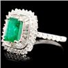 Image 2 : 18K Gold 1.00ct Emerald & 0.72ctw Diamond Ring