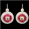 Image 1 : 14K Gold 1.81ct Ruby & 2.32ctw Diamond Earrings