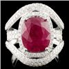 Image 1 : 18K Gold 5.17ct Ruby & 1.95ctw Diamond Ring