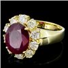 Image 2 : 14K Gold 6.00ct Ruby & 1.00ctw Diamond Ring