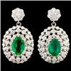 Image 1 : 14K Gold 1.39ct Emerald & 1.52ctw Diamond Earrings