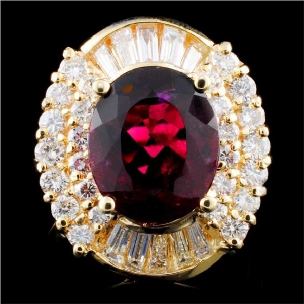 14K Gold 4.02ct Tourmaline & 1.36ctw Diamond Ring