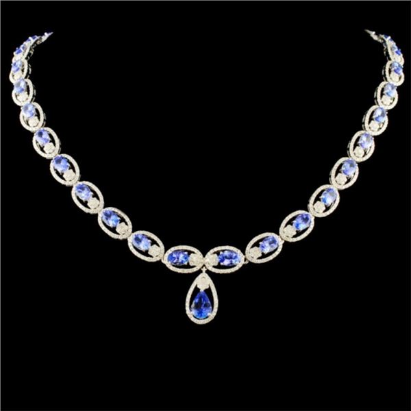 14K Gold 16.85ct Tanzanite & 5.93ctw Diamond Neckl