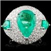 Image 1 : 18K Gold 5.07ct Emerald & 2.52ct Diamond Ring