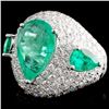Image 2 : 18K Gold 5.07ct Emerald & 2.52ct Diamond Ring