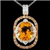 Image 1 : 14K Gold 4.92ct Citrine & 1.05ctw Fancy Diamond Pe