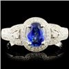 Image 1 : 18K Gold 0.93ct Sapphire & 0.48ctw Diamond Ring