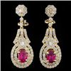 Image 1 : 18K Gold 1.91ctw Ruby & 2.52ctw Diamond Earrings