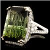 Image 2 : 14K Gold 24.39ct Tourmaline & 0.97ctw Diamond Ring
