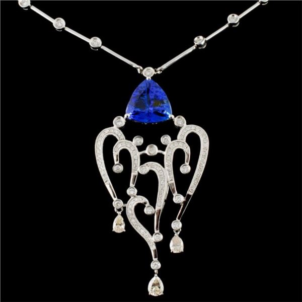 14K Gold 4.51ct Tanzanite & 1.58ctw Diamond Neckla