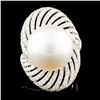 Image 1 : 18K Gold 15.00MM Pearl & 1.41ctw Diamond Ring