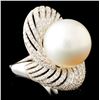 Image 3 : 18K Gold 15.00MM Pearl & 1.41ctw Diamond Ring