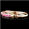 Image 2 : 14K Gold 3.96ctw Ruby & 0.63ctw Diamond Bangle