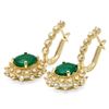 Image 2 : 14K Gold 5.00ct Emerald & 1.25ct Diamond Earrings