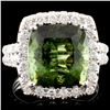 Image 1 : 14K Gold 7.23ct Tourmaline & 1.17ctw Diamond Ring