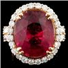 Image 1 : 18K Gold 11.15ct Rubellite & 1.26ctw Diamond Ring