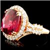 Image 2 : 18K Gold 11.15ct Rubellite & 1.26ctw Diamond Ring