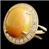 Image 1 : 14K Gold 8.57ct Opal & 1.32ctw Diamond Ring