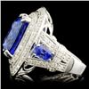 Image 2 : 18K Gold 10.44ct Tanzanite & 1.90ctw Diamond Ring