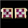 Image 1 : 18K Gold 0.92ctw Ruby & 0.49ctw Diamond Earrings