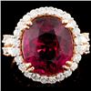 Image 1 : 18K Gold 9.73ct Rubellite & 1.39ctw Diamond Ring