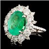 Image 2 : 18K Gold 3.72ct Emerald & 2.61ctw Diamond Ring