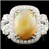 Image 1 : 14K Gold 3.18ct Opal & 1.08ctw Diamond Ring