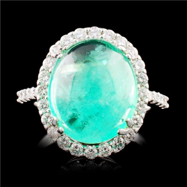 18K Gold 7.35ct Emerald & 0.81ctw Diamond Ring