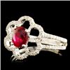 Image 2 : 18K Gold 0.99ct Ruby & 0.31ctw Diamond Ring