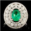 Image 1 : 18K Gold 0.66ct Emerald & 1.02ctw Diamond Ring