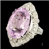 Image 2 : 14K Gold 18.34ct Kunzite & 0.88ctw Diamond Ring